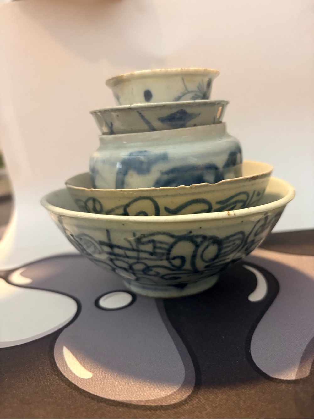Hand-Painted Blue and White Ceramic Nesting Bowls - Home Art
